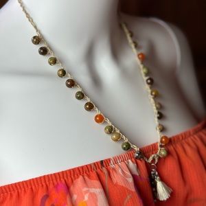 Crochet gemstone necklace Boho necklace